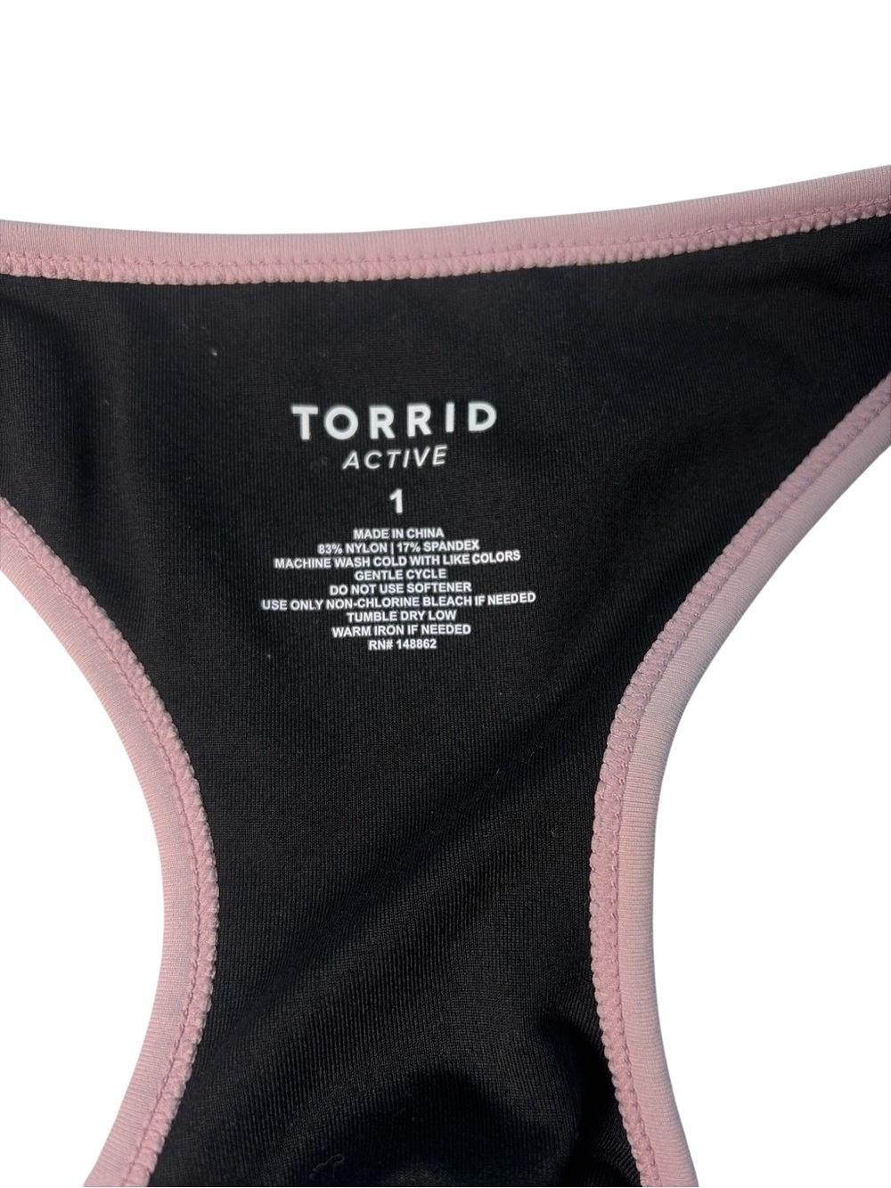 Torrid Active 1 Women Sports Bra Black Wireless Racerback Pullover - Picture 3 of 7